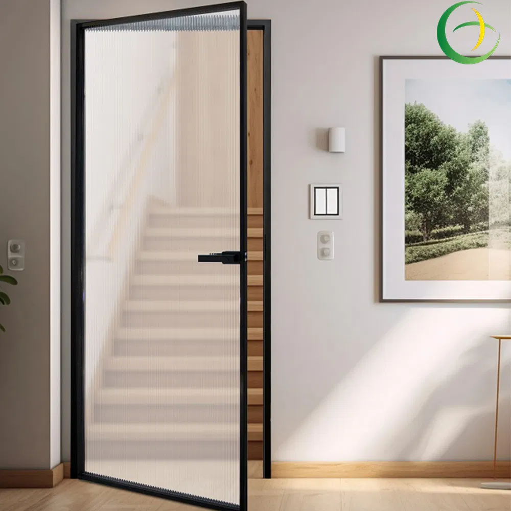 Hot Sale Construction Insulating Privacy Glass Aluminum Swing Door for Bathroom