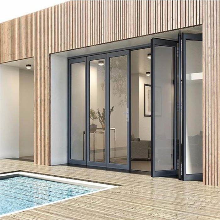 Industrial Vertical Outdoor Sliding Hotel Apartment Wall Profiles Glass Aluminium Bifold Patio Doors