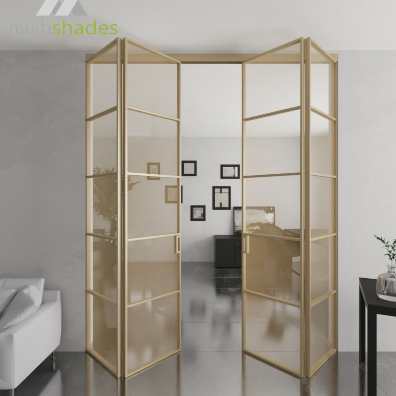 American Style Aluminum Folding Door with Top Brand Hardware Storm Ready Folding Metal Door for Wind Rain and Snow Protection