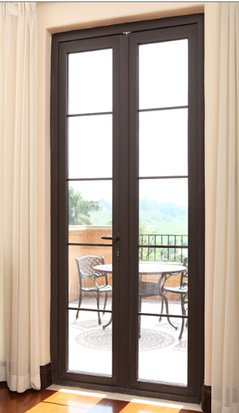 Cross Decoration Double Glazed French Style Aluminum Casement Door