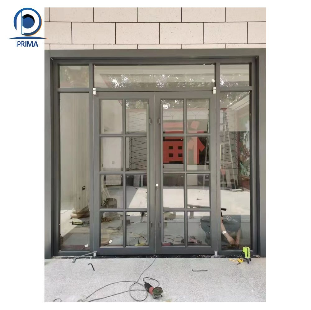 Spring Floor Shop Aluminum French Door Aluminum Frame Front Door Shop Entrance Swing Door