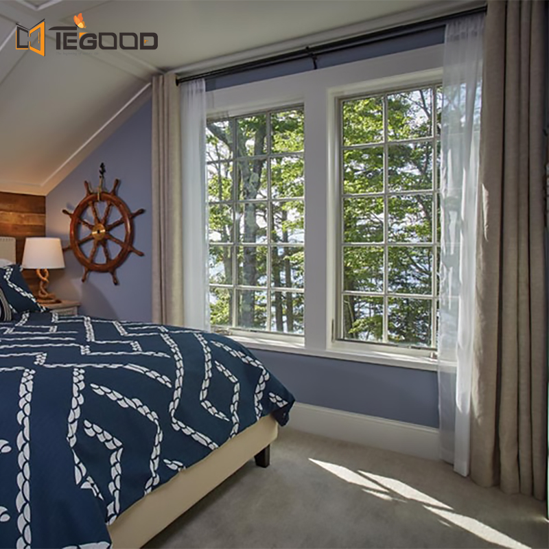 Heat Insulated Double Pane Bow Bay Swing Sliding Casement Aluminum French Window for Villa