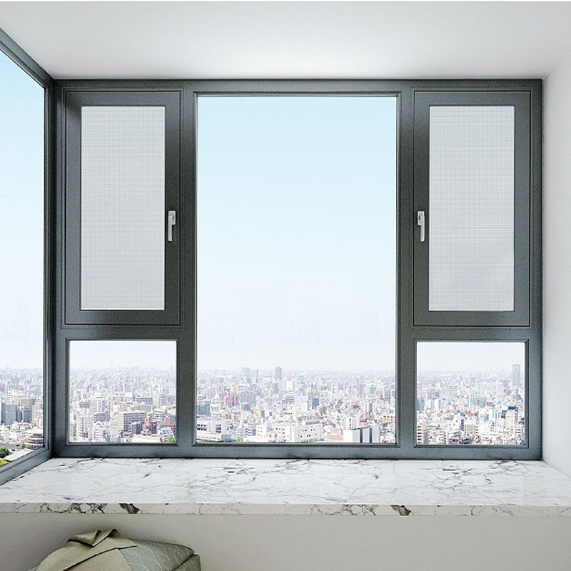 Kdsbuilding Aluminium Windows and Doors Tempered Glass Bay Picture Fixed Casement Window