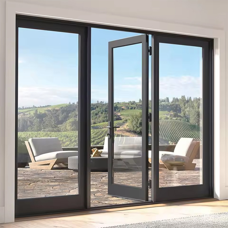 Aluminum Narrow Frame Bathroom Casement Door with Tempered Frosted Glass