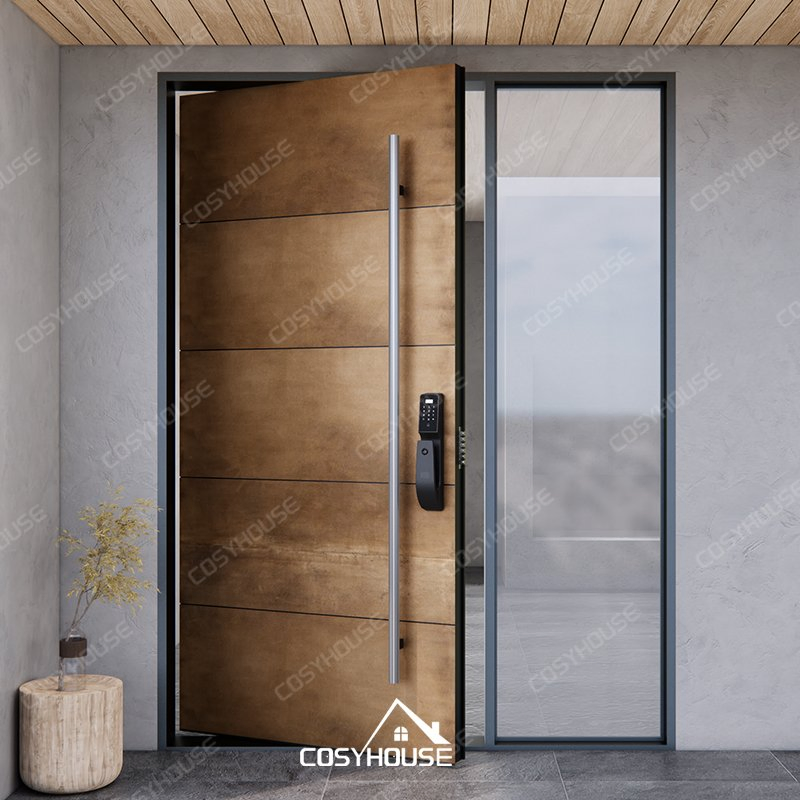 Storm-Resistant Copper Color Aluminum Swing Door with High-Security Locking System