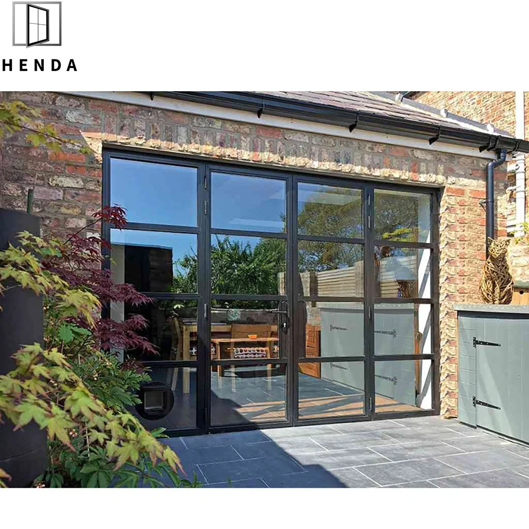 Shop Front Doors Double Glass 2.0mm Coffee Shop Main Entrance Doors Push out/Swing Hurricane Impact Double Opening Thermal Break Aluminum Casement French Door