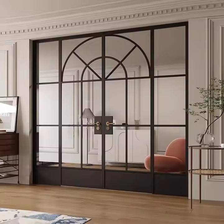 Aluminum Alloy Swing Toilet Door French Casement Door with Reinforced Frame