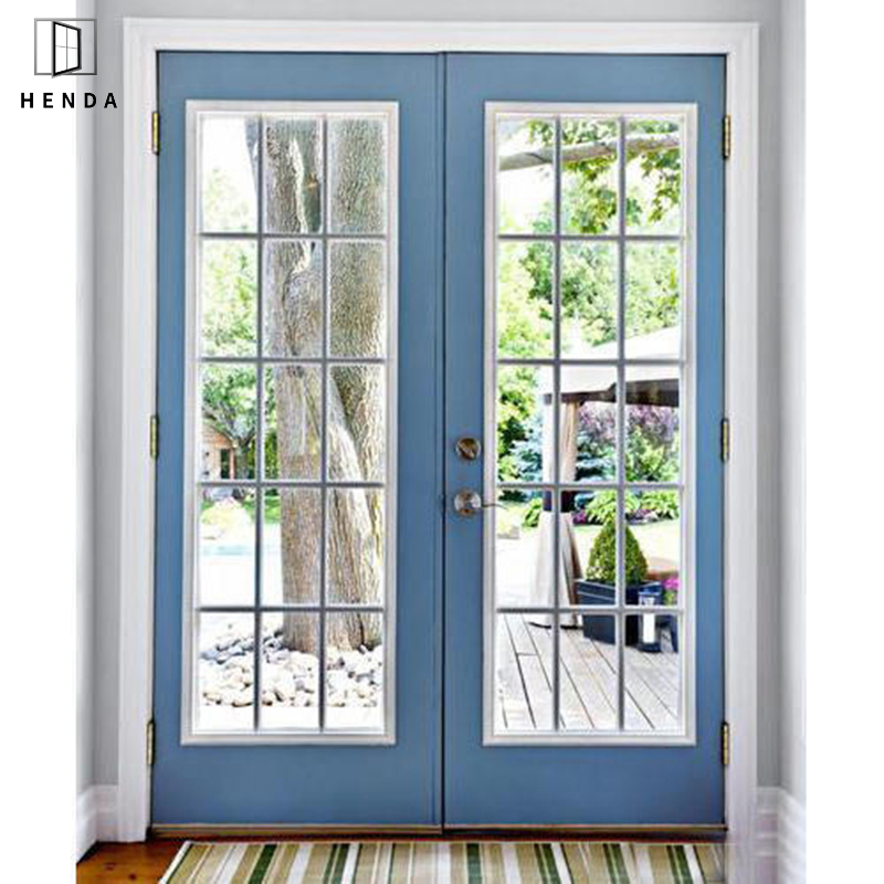 Shop Front Doors Double Glass 2.0mm Coffee Shop Main Entrance Doors Push out/Swing Hurricane Impact Double Opening Thermal Break Aluminum Casement French Door