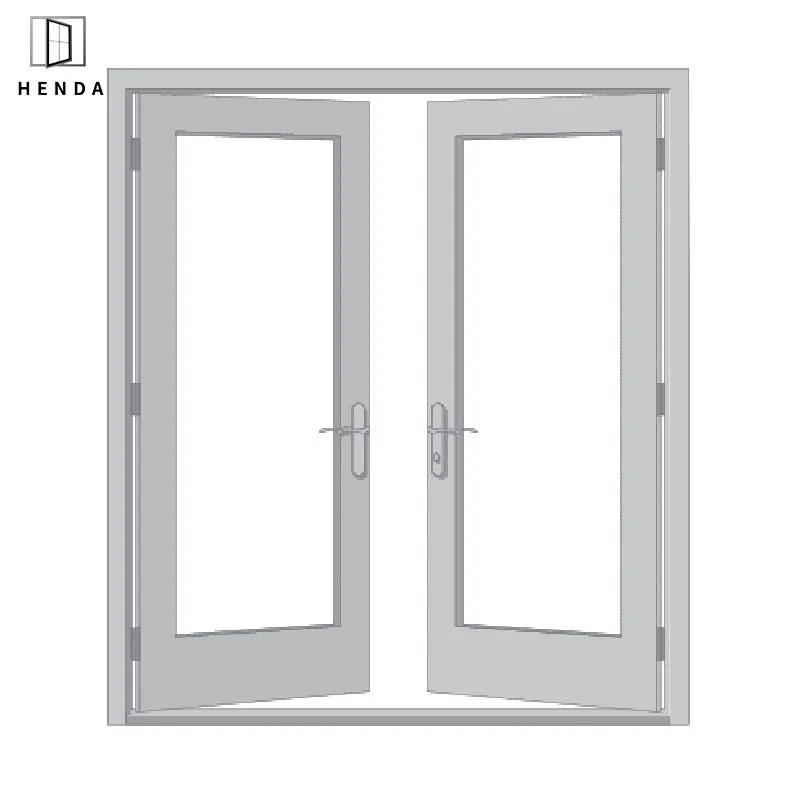 Shop Front Doors Double Glass 2.0mm Coffee Shop Main Entrance Doors Push out/Swing Hurricane Impact Double Opening Thermal Break Aluminum Casement French Door