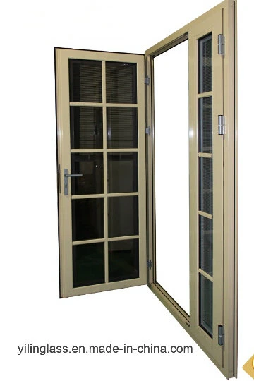 Cross Decoration Double Glazed French Style Aluminum Casement Door