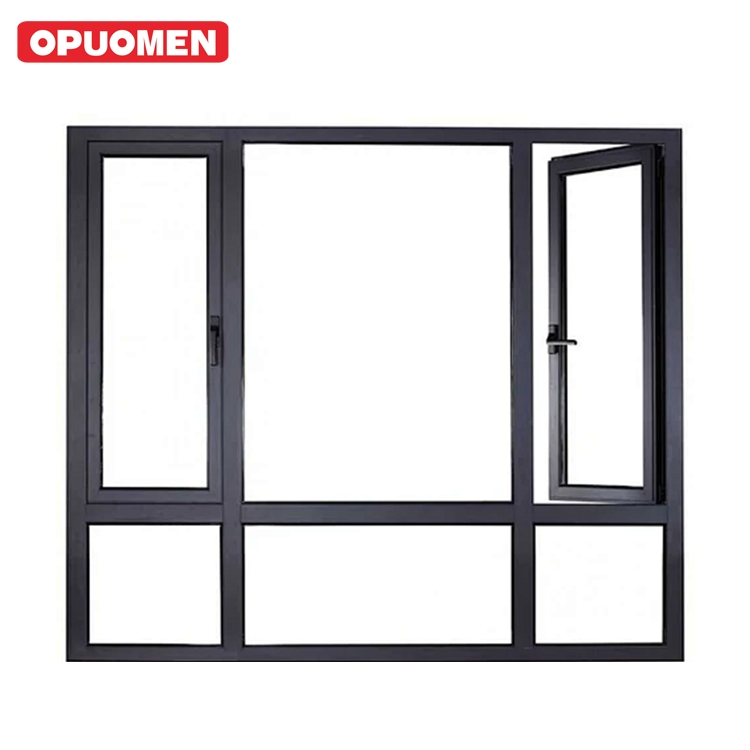 North American Nfrc French Double Tempered Clear Glass Aluminum Casement Bay Window