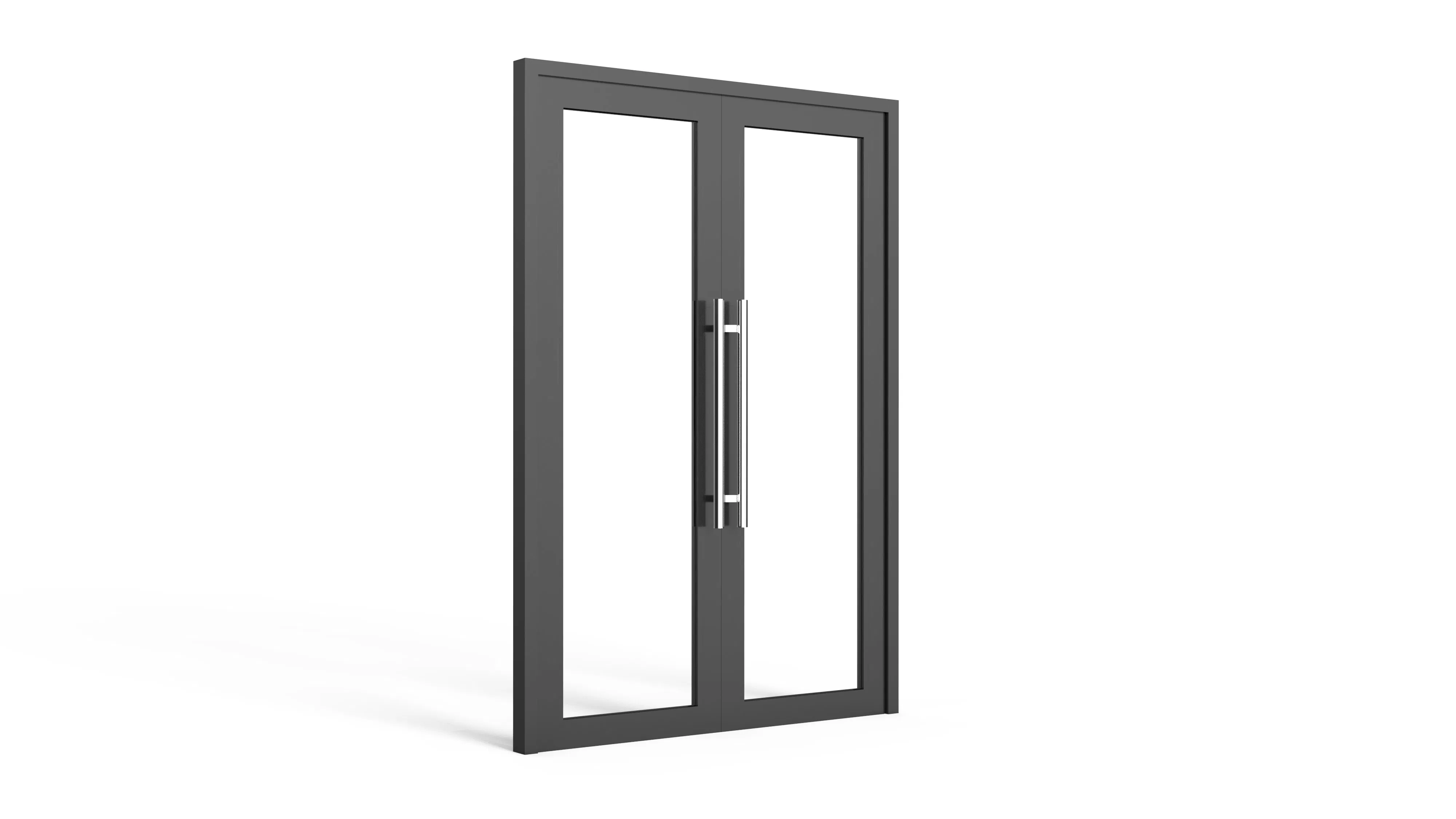 Commercial Aluminum Storm Double Tempered Glass Swing Door