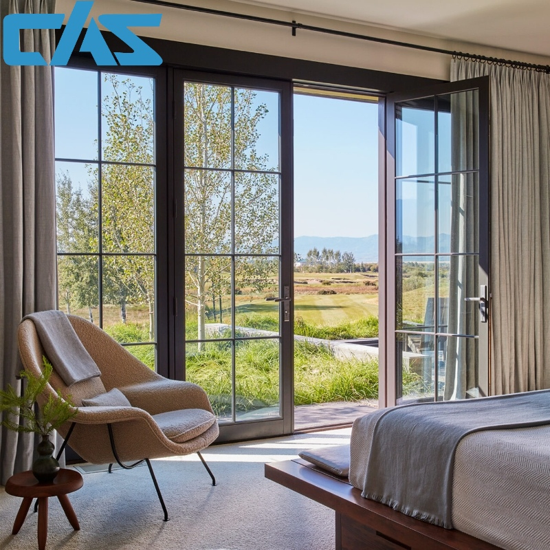 Australian Standard Storm Security Door Aluminum Hinged Glass Doors Exterior French Swing Entry Door for Villas