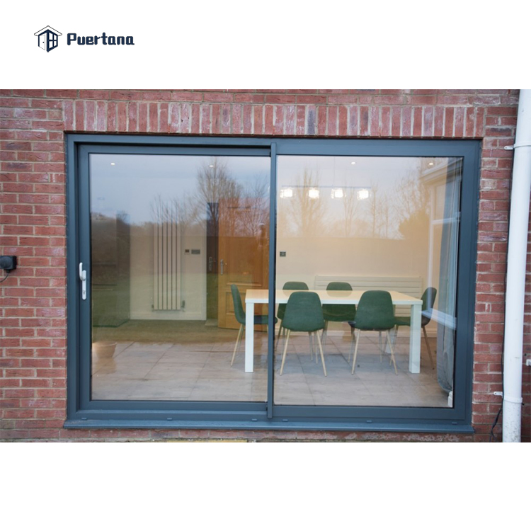 Heat Insulation Aluminium Framed French Sliding Glass Gliding Patio Door