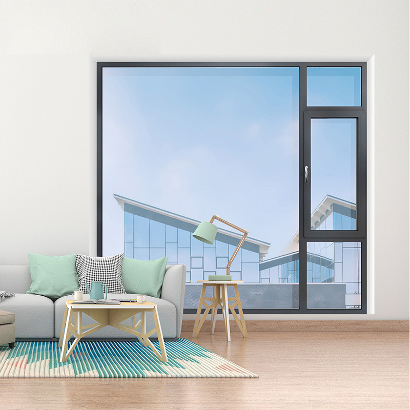 Waterproof Window with Built in Blinds Toilet Black Sliding Aluminium Doors and Windows