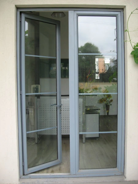 Cross Decoration Double Glazed French Style Aluminum Casement Door