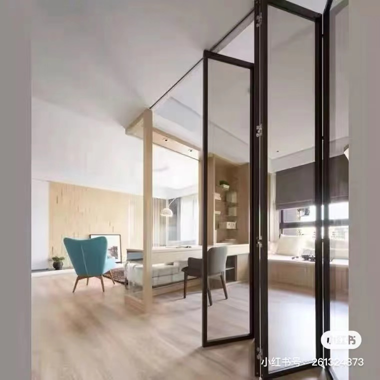 2025hot Sale America Stadard Modern Style PVC Waterproof Bifold Doors Windows Aluminum Interior Balcony Glass Sliding Folding Door