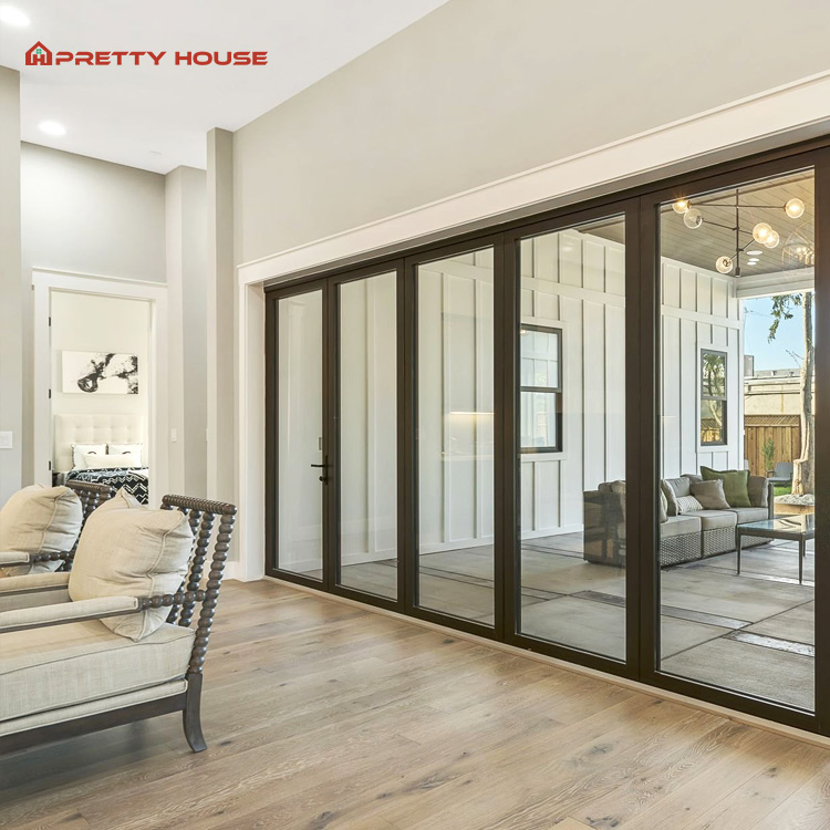 Panoramic Tempered Double Glazed Doors Aluminium Silent Sliding Doors