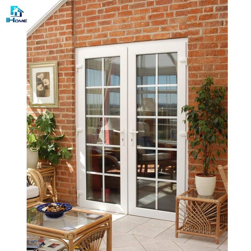 Foshan Modern Exterior House Balcony Entrance French Aluminium Patio Sliding Folding Bulletproof Glass French Door