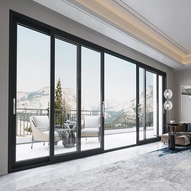 Modern Design Aluminium Glass Door Design Windproof Aluminum Profile Sliding Door