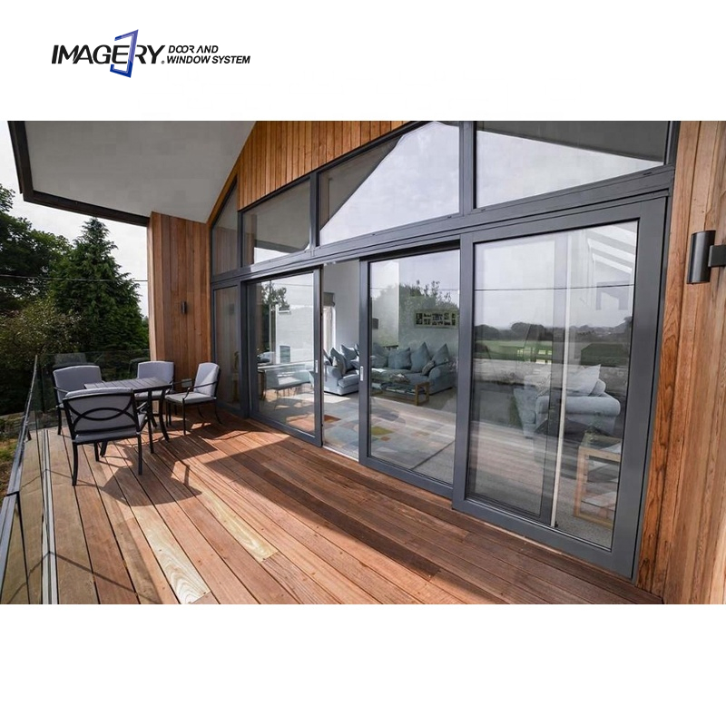 Hot Sale Customized Sliding French Patio Doors Slim Aluminium Frame Double Glass