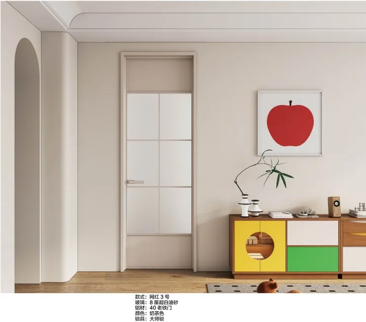 Interior French Style Aluminum Hinged Room Door