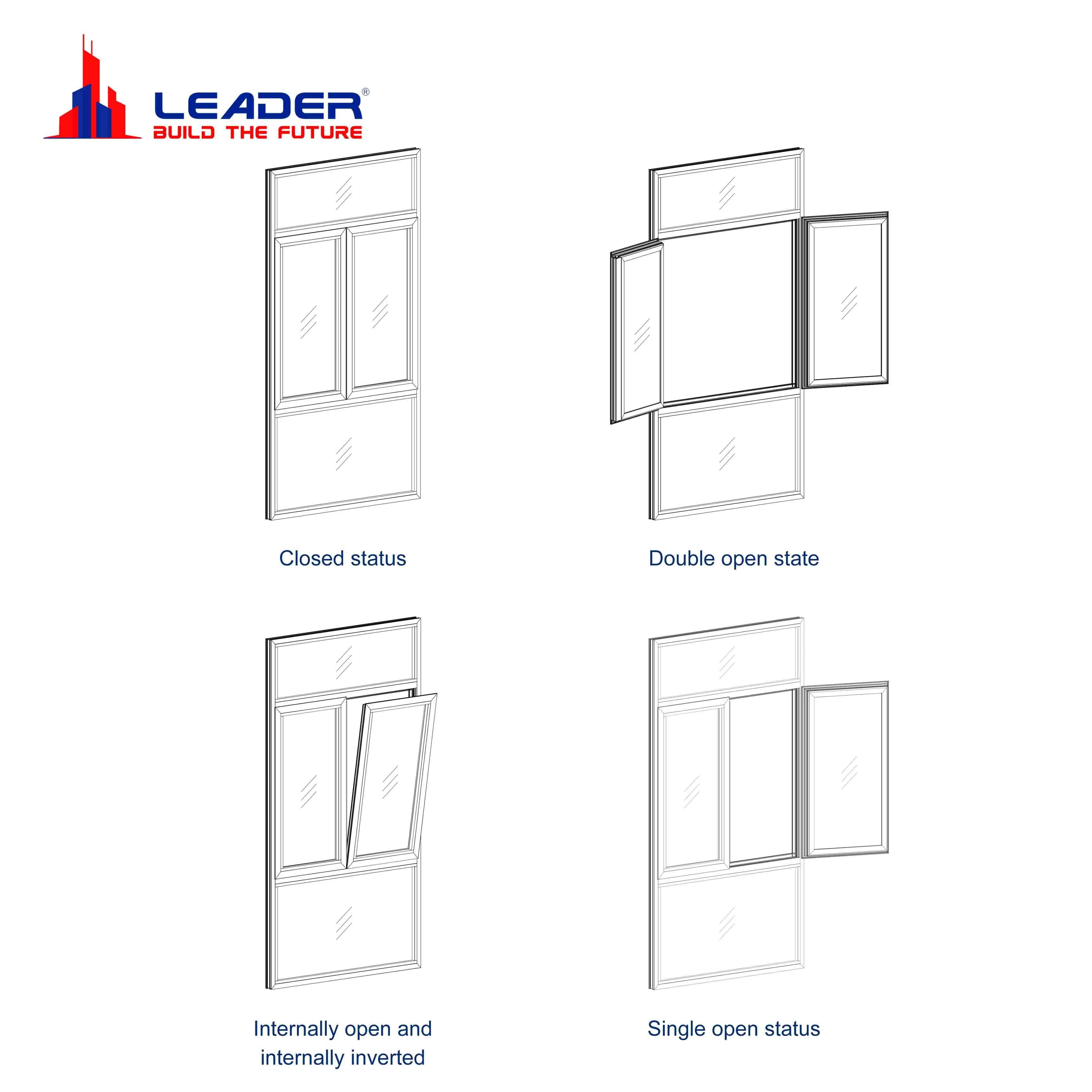 Aluminum Metal Tilt &amp; Turn Double Casement Windows with Precision Hardware