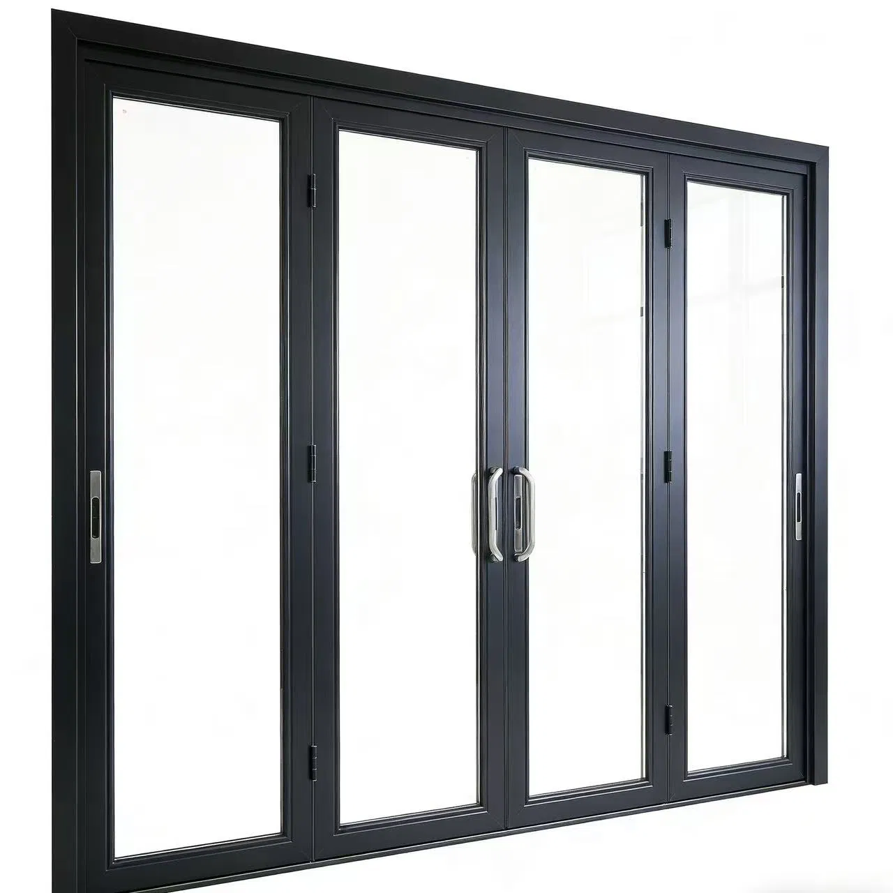 Soundproof Waterproof System Glass Aluminum Wooden Sliding Bi Folding Aluminium Door with Double Glazing