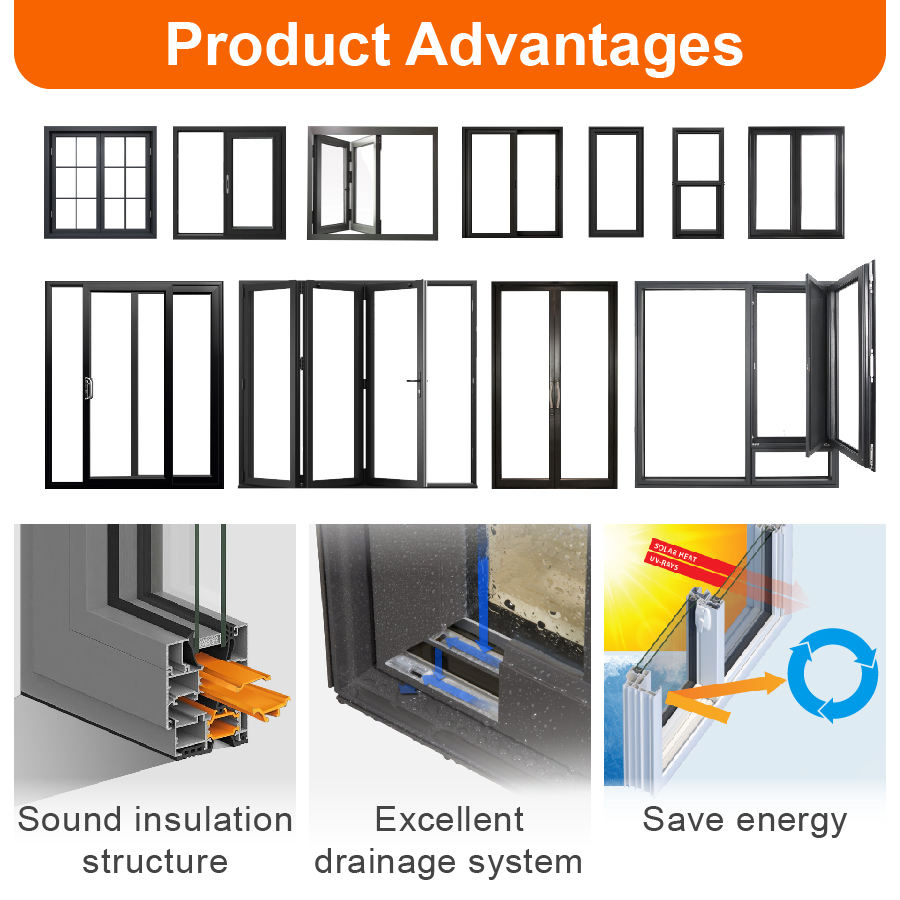 French Style Double Glazed Aluminum Sliding Glass Aluminium Frame Sliding Doors