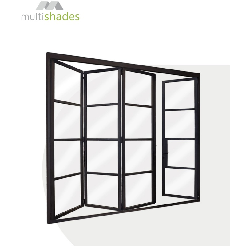 American Style Aluminum Folding Door with Top Brand Hardware Storm Ready Folding Metal Door for Wind Rain and Snow Protection