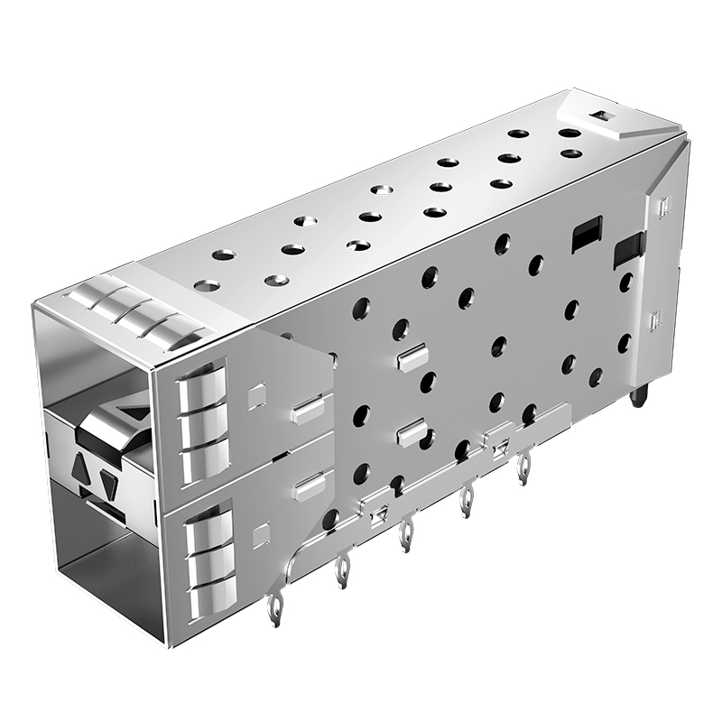 1-2007492-6 Through Hole EMI Shielded 2x1 SFP Receptacle Cage For SFP+ Module