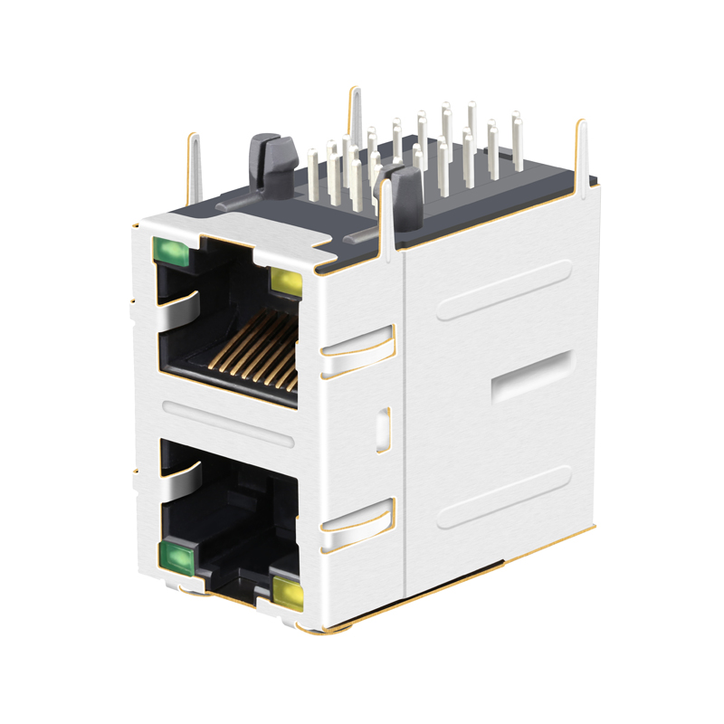 Y/G LEDs 1000 Base-T 2x1 Port RJ45 Stacked Connector RJ 45 Modular Jack LPJG17561BGNL