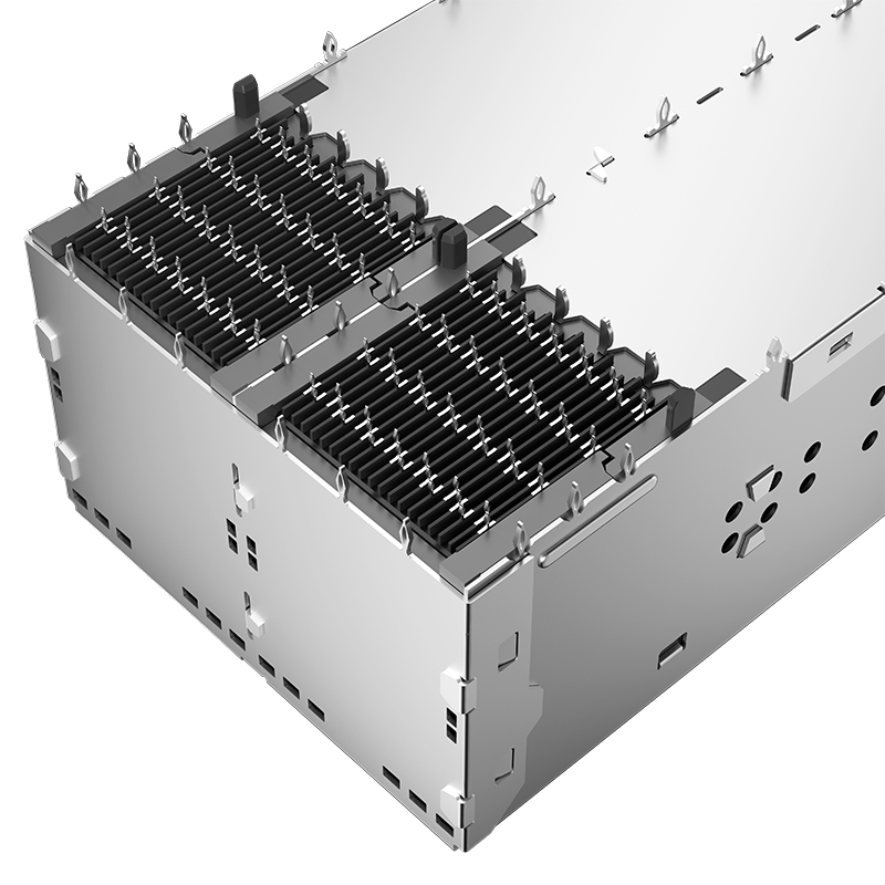 2308171-1 TE Compatible Through Hole Press-Fit 152P 2x2 Ports EMI Shielded ZQSFP+ Cage With Lightpipe