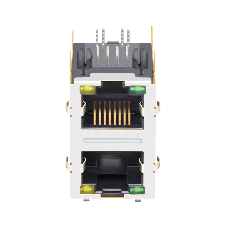 2x1 Port Magnetic RJ-45 Sockets Ethernet 2.5G Female RJ45 Jack Connector With Led Lights