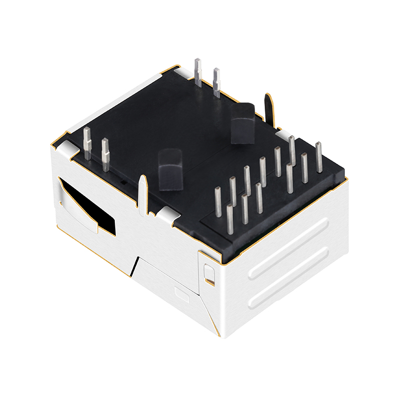 L829-1G1T-43 Tab up 10/100/1000 Base-t Magnetic Ethernet Low Profile RJ45 Jack Connector With Leds