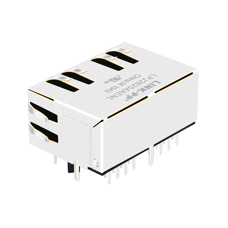 Industrial Tab up 1000 Base-t Magnetic Jack Ethernet 1x2 Ports Female RJ45 Connectors