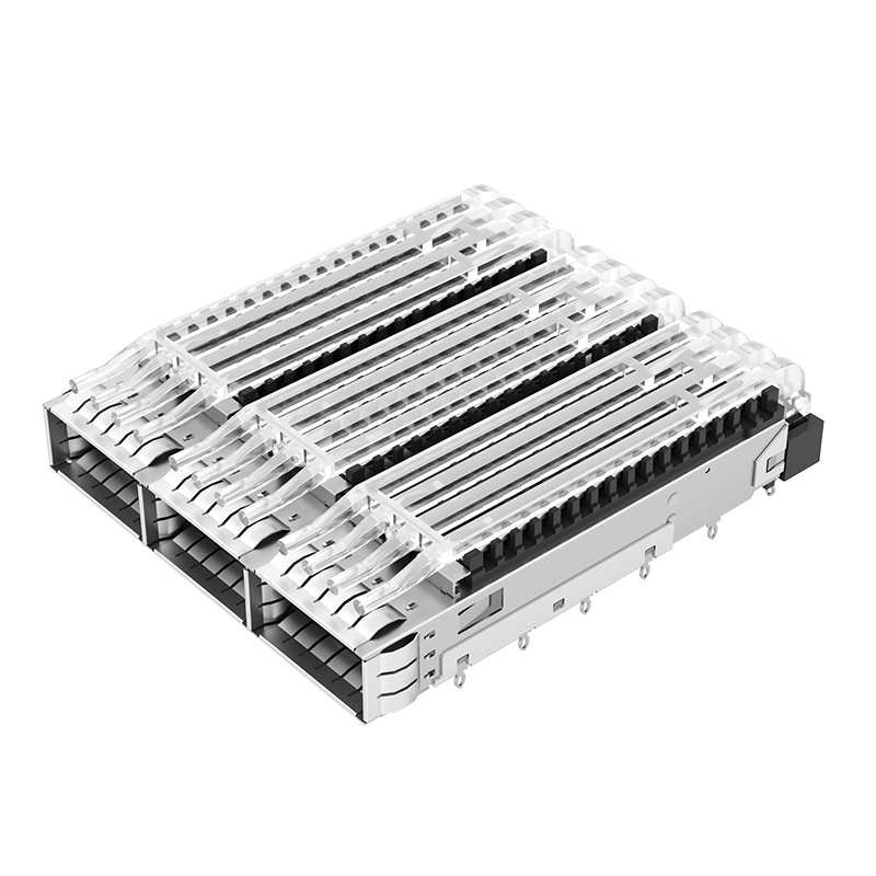 2170769-1 TE Replacement Through Hole Light Pipe 1x3 Ports Press-Fit SFP Cage With Heat Sink