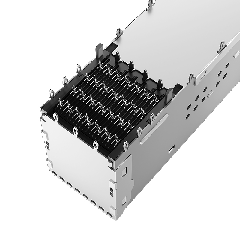2227224-3 TE Compatible Through Hole 76P 2x1 Ports Press-Fit EMI Shielded ZQSFP+ Cage With Light Pipe