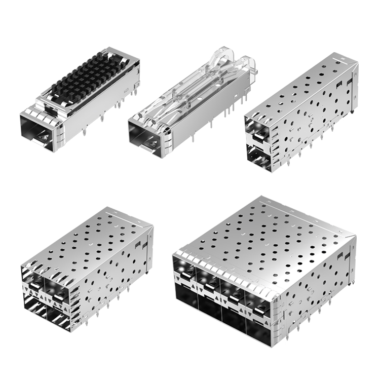 Press-fit SMT Heat Sink EMI Shield Housing Fiber Optic SFP Connector SFP Cage