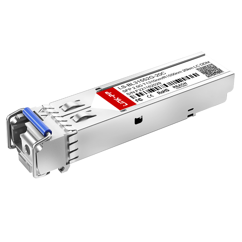 1310nm-TX/1550nm-RX Bidirectional Single Mode SFP 2.5G Bidi 20km LC Optical Transceiver Module