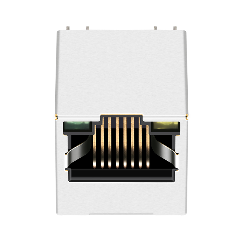RV1-12108K1A 10/100 Base-t Vertical Top Entry Ethernet Magnetic RJ45 Connector With Leds