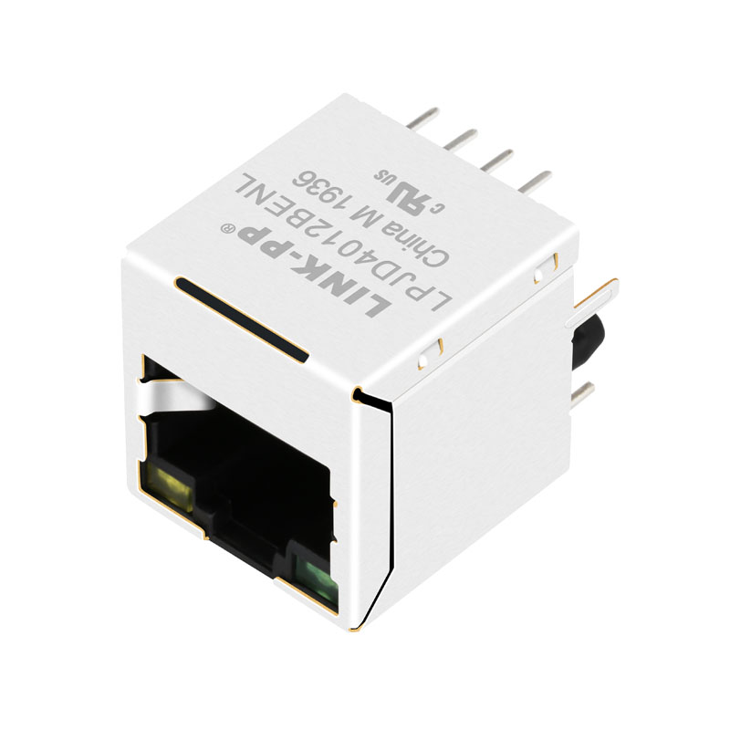 SI-46014-F 10/100 Base-t Ethernet Top Entry Vertical Magnetic Female RJ45 Connector With Leds