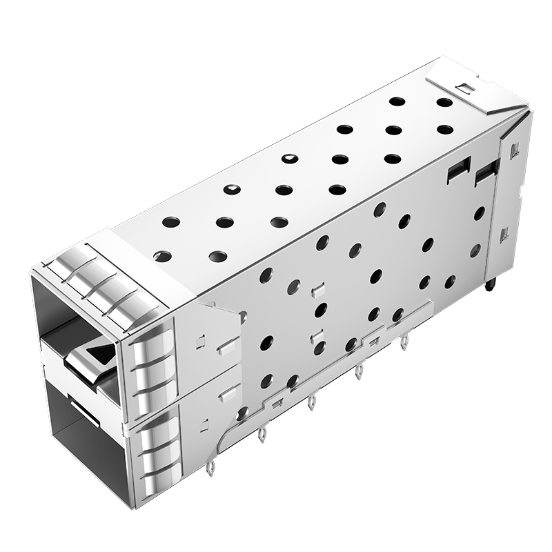 2007538-8 TE Compatible Through Hole 40P Press-Fit 2x1 EMI Shielded SFP+ Cage With Connector