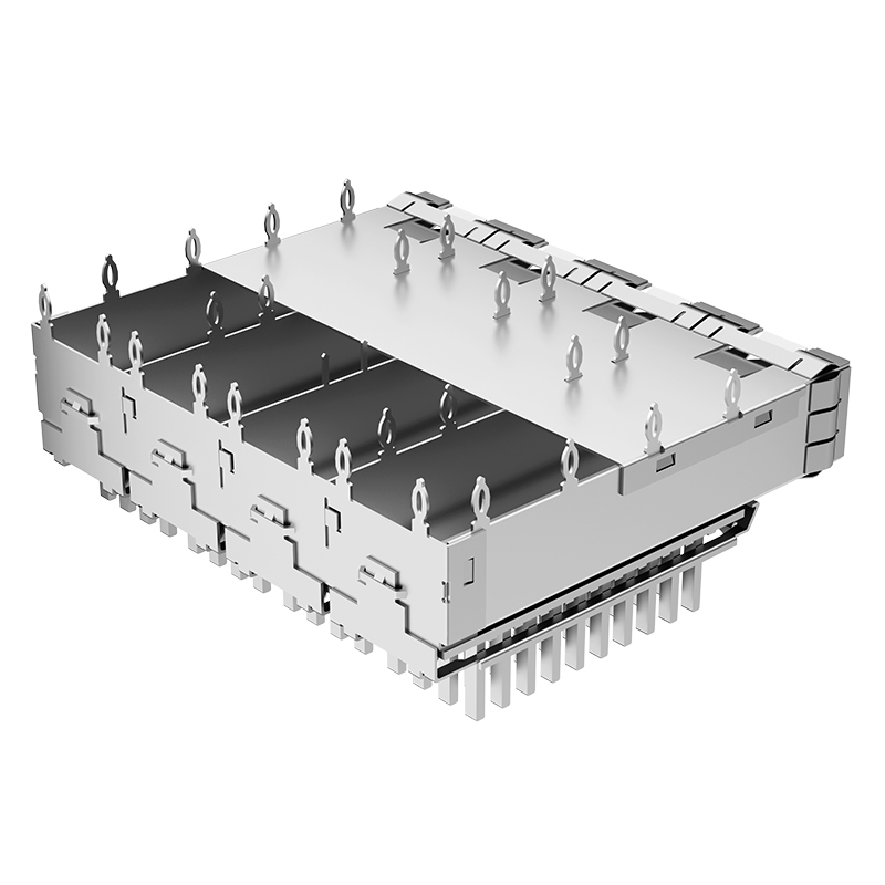 TE Compatible 2149730-4 Through Hole Ganged 1x4 Ports Press Fit SFP+ Cage With Heat Sink