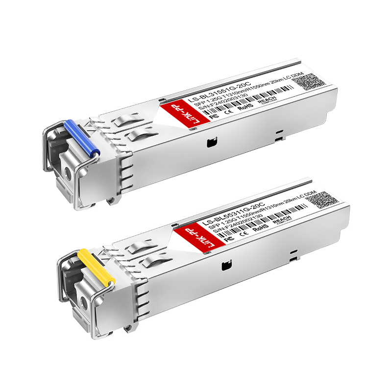 1310nm-TX/1550nm-RX Simplex LC Bidirectional Fiber Optic Transceivers Module Single Mode 1G Bidi SFP 20km