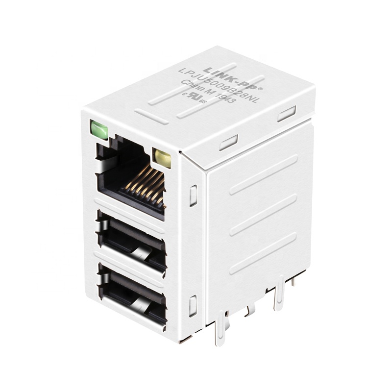 45F-10101DYD2NL JW0-0009NL C893-1AX1-E1 Magnetic RJ45 Connector Jack With Dual USB