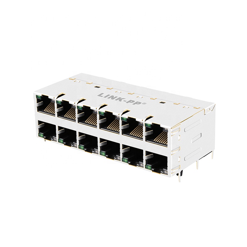 XFATM8-STACK12-4 Shielded 2x6 Port Stacked RJ45 Female Connector
