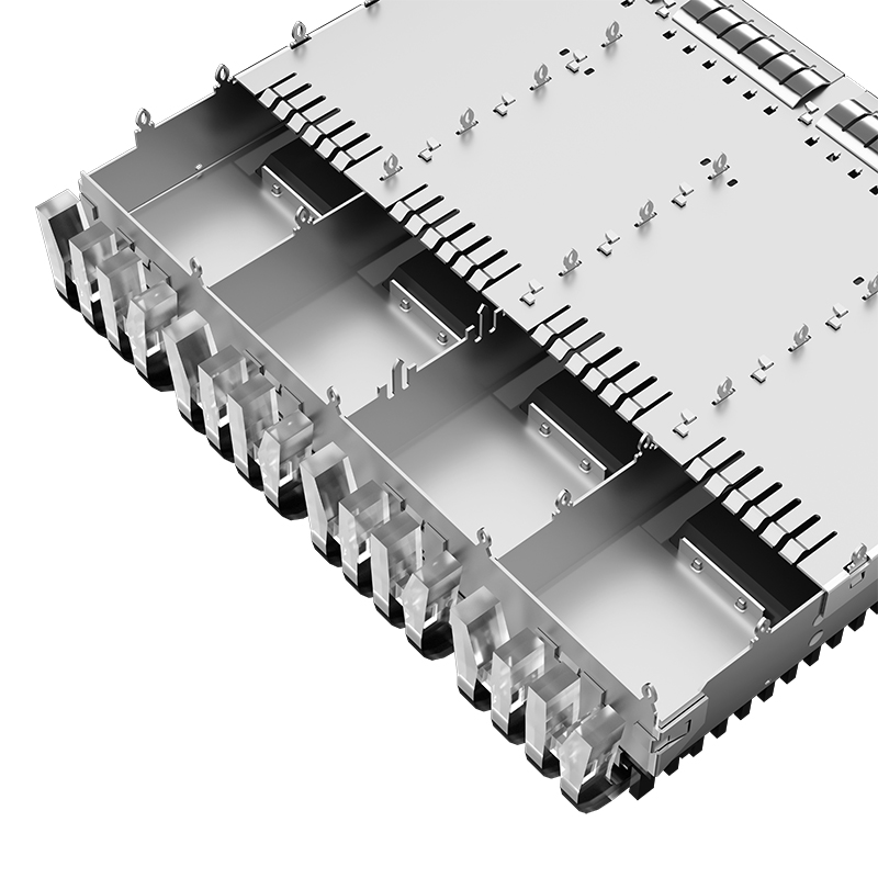 2-2170747-2 Light Pipe Press-Fit Through Hole EMI Shield Housing 1x4 SFP+ Cage With Heat Sink