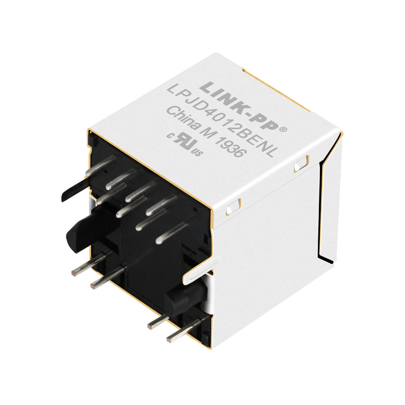 74990101241 10/100 Base-t Ethernet Vertical Top Entry Straight Magnetic RJ45 Female Connector