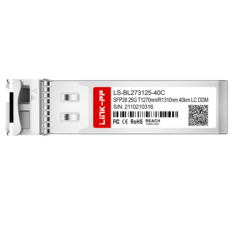 Bidirectional 1270nm-TX/1310nm-RX SFP28 25G BiDi Transceiver 40km Simplex LC SMF DDM Optical Module